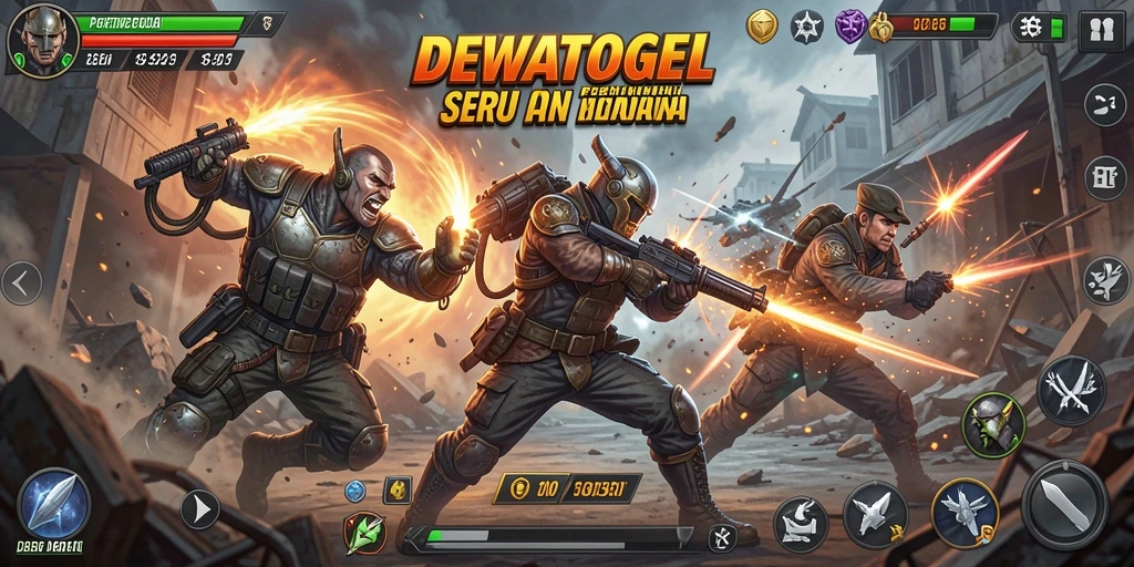 Screenshot gameplay DEWATOGEL yang menunjukkan aksi pertempuran yang mendebarkan.