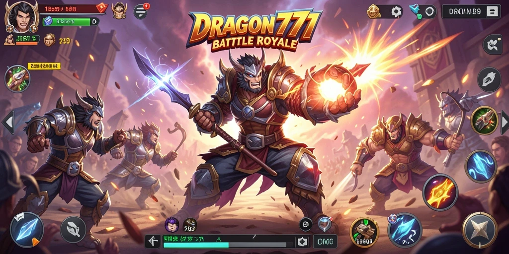 Screenshot gameplay DRAGON777, menunjukkan pertarungan seru Battle Royale.