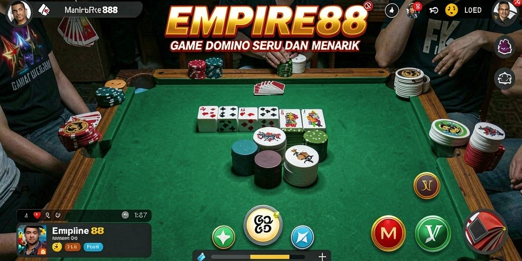 Tampilan gameplay seru dalam game Domino EMPIRE88.