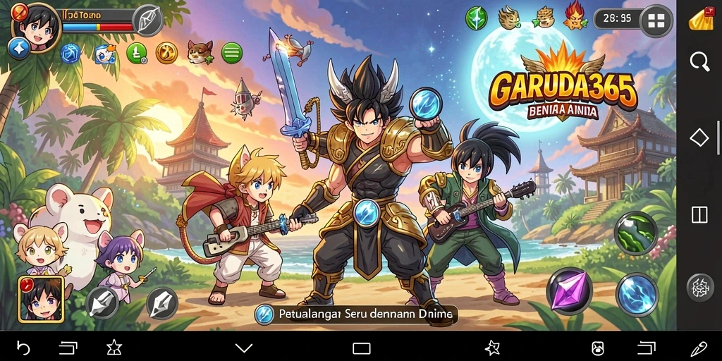 Screenshot utama GARUDA365 menampilkan pertarungan seru karakter anime.