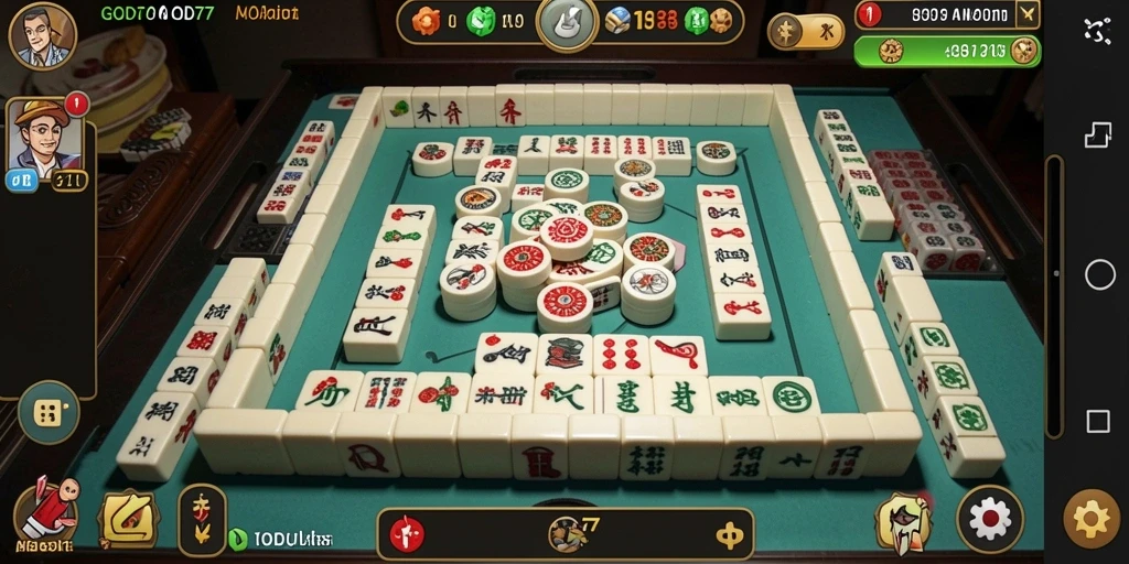 Screenshot permainan GOD77 yang menunjukkan aksi seru Mahjong.