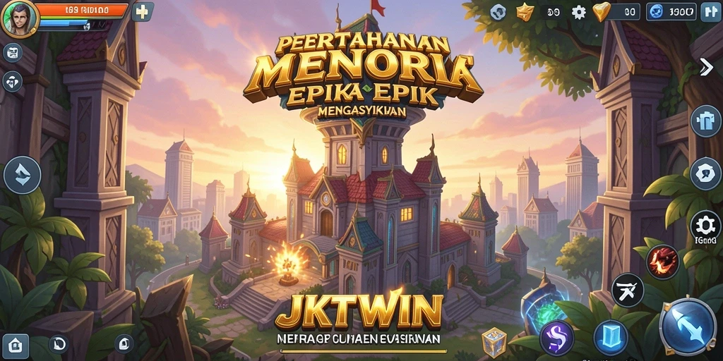 Tangkapan layar menunjukkan aksi menara pertahanan dalam JKTWIN.