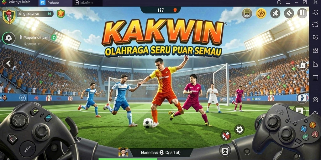 Tampilan screenshot KAKWIN menampilkan aksi laga olahraga seru.