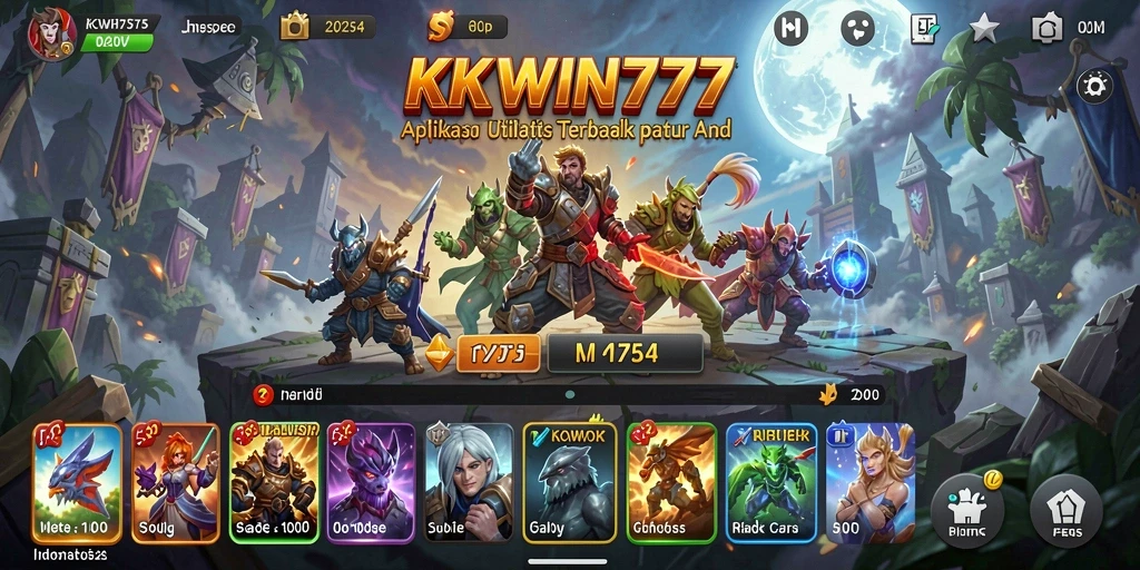 Tampilan utama aplikasi KKWIN777 dengan fitur utilitas yang menarik.