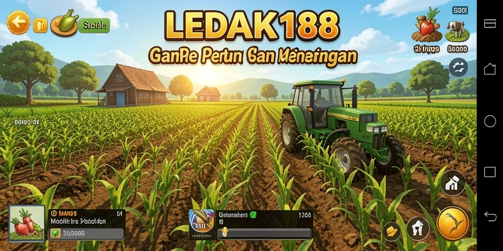 Gameplay LEDAK188 yang menampilkan aktivitas pertanian yang seru.