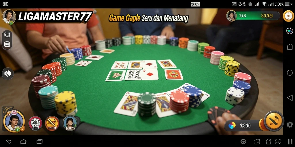 Tampilan seru gameplay Gaple di LIGAMASTER77.