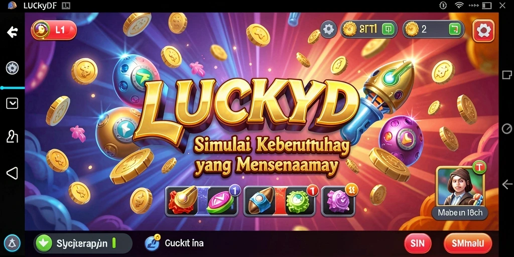 Tampilan gameplay menarik dari LUCKYDF dengan berbagai skenario simulasi.