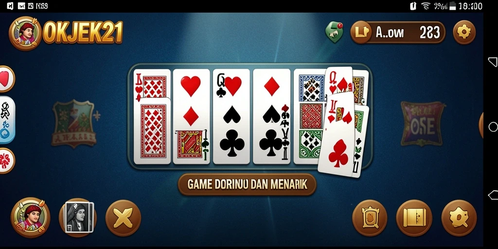 Tampilan gameplay seru dari OKJEK21 yang memperlihatkan pertandingan Domino.