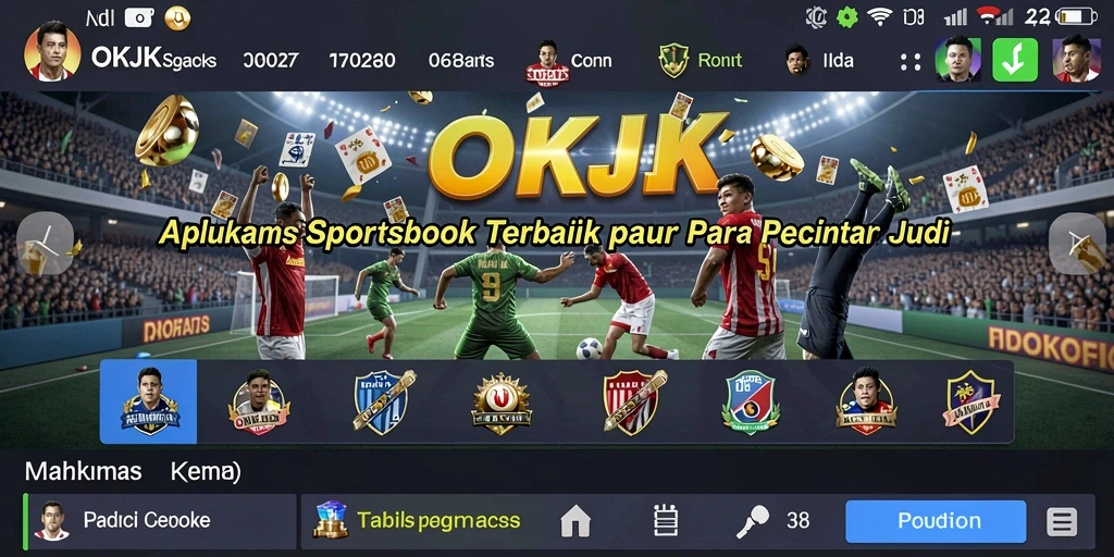 Screenshot gameplay OKJK yang menunjukkan aktivitas taruhan Sportsbook.