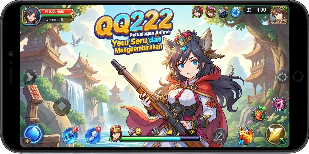Tampilan gameplay QQ222 dengan karakter anime yang menawan.