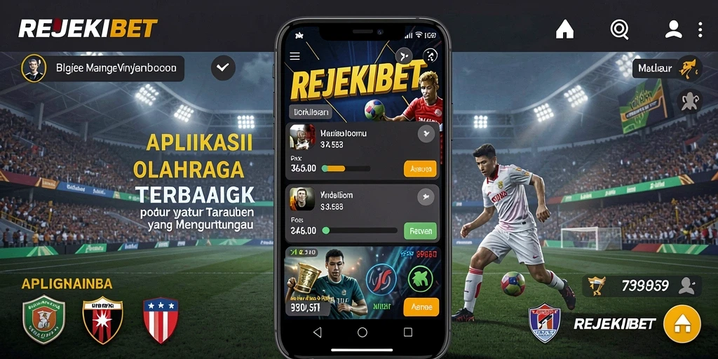 Tampilan aplikasi REJEKIBET dengan fitur taruhan olahraga.