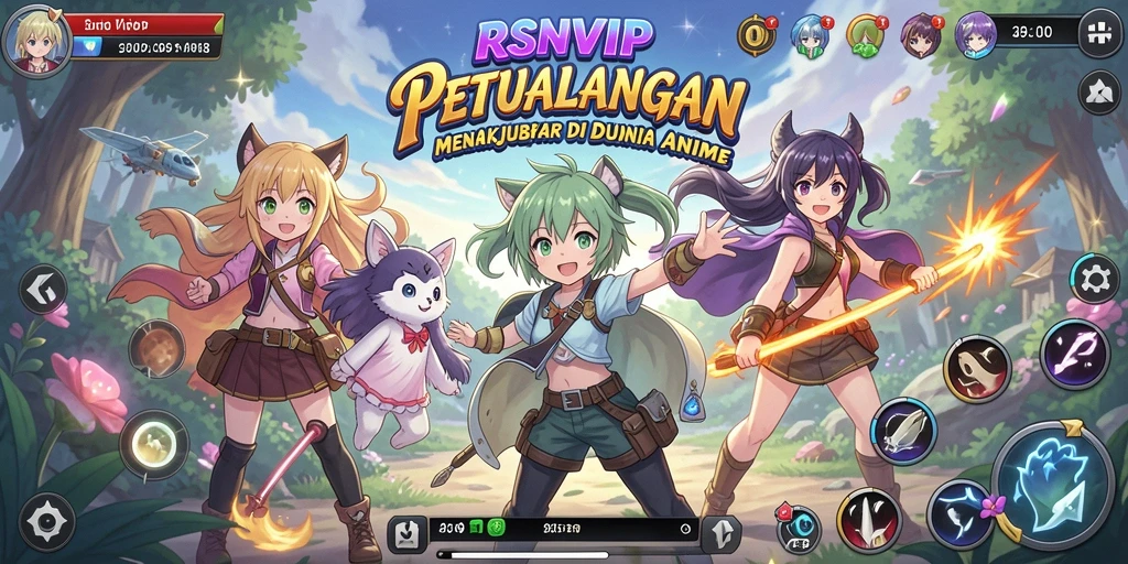 Tampilan menarik dari gameplay RSNVIP yang penuh warna dan karakter Anime.
