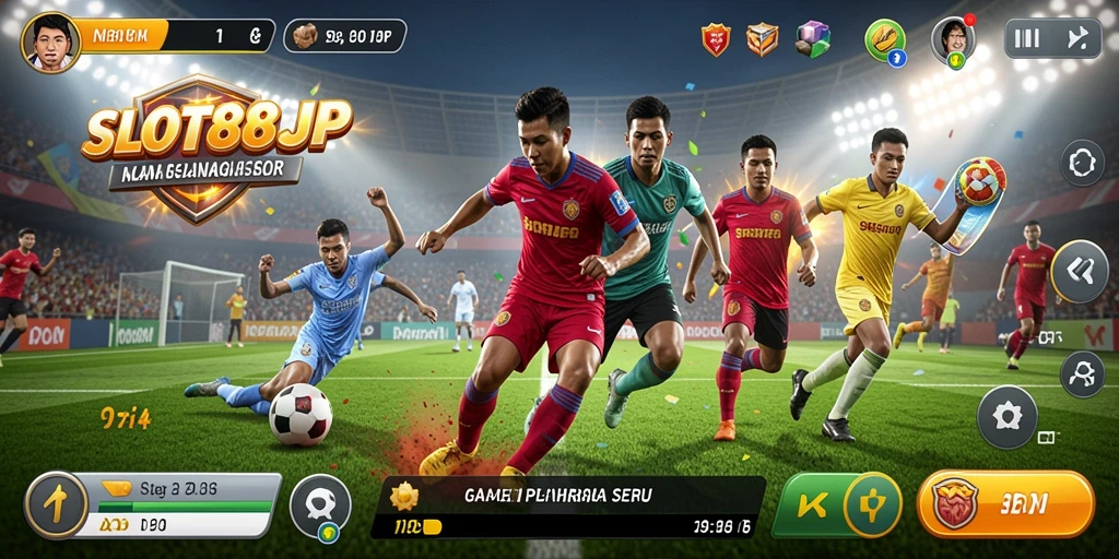 Tampilan gameplay menyenangkan di SLOT88JP dengan suasana olahraga yang kental.
