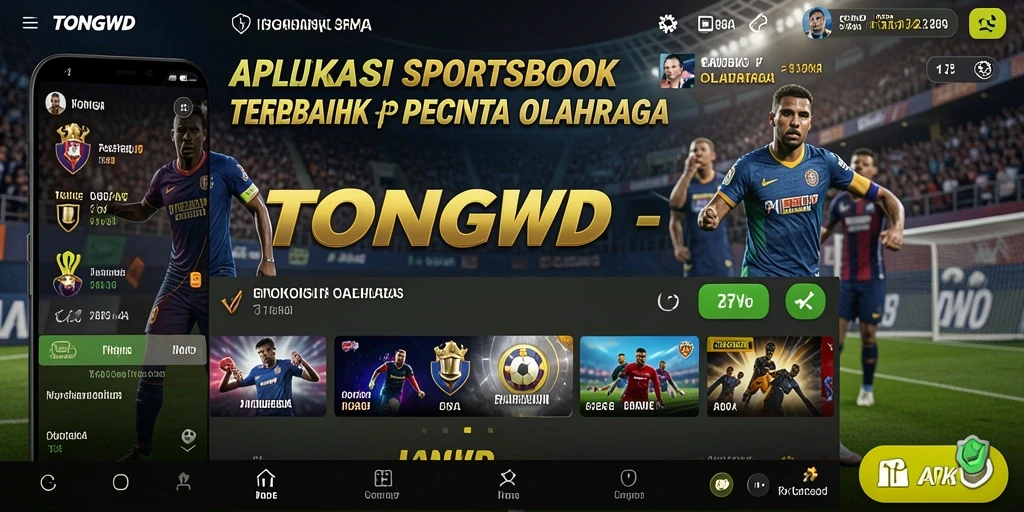 Tampilan menarik aplikasi TONGWD dengan fitur Sportsbook lengkap.