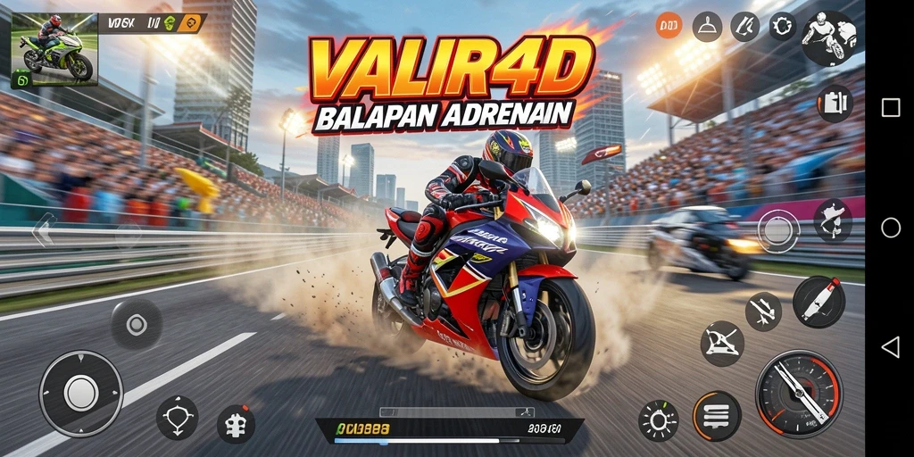 Tampilan menarik dari gameplay balapan motor di VALIR4D.