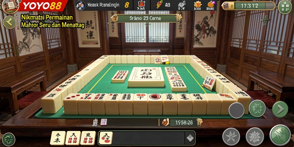 Screenshot gameplay YOYO88 menunjukkan aksi seru permainan Mahjong.